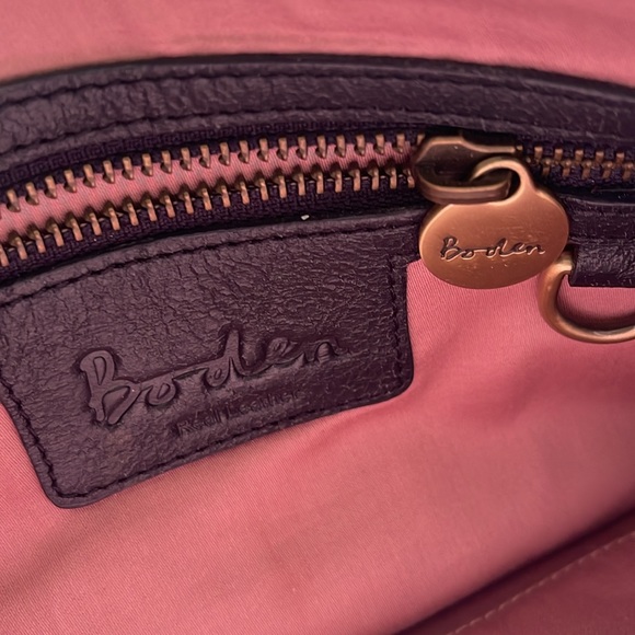 Boden Blue Distressed Leather Rhinestone Zippered Clutch - Picture 6 of 12